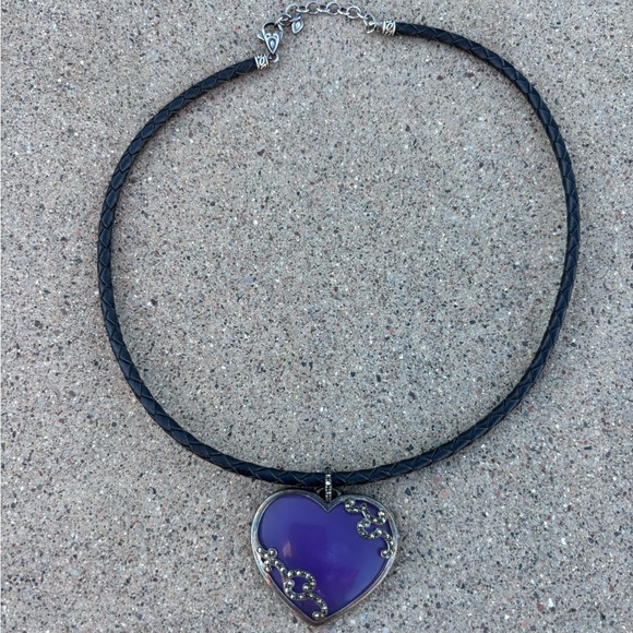 Amethyst Heart Necklace with Silver Accents - Picture 2 of 5